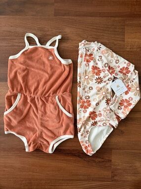 Little Co. Kids' Floral Swimsuit and Romper Set, 5T